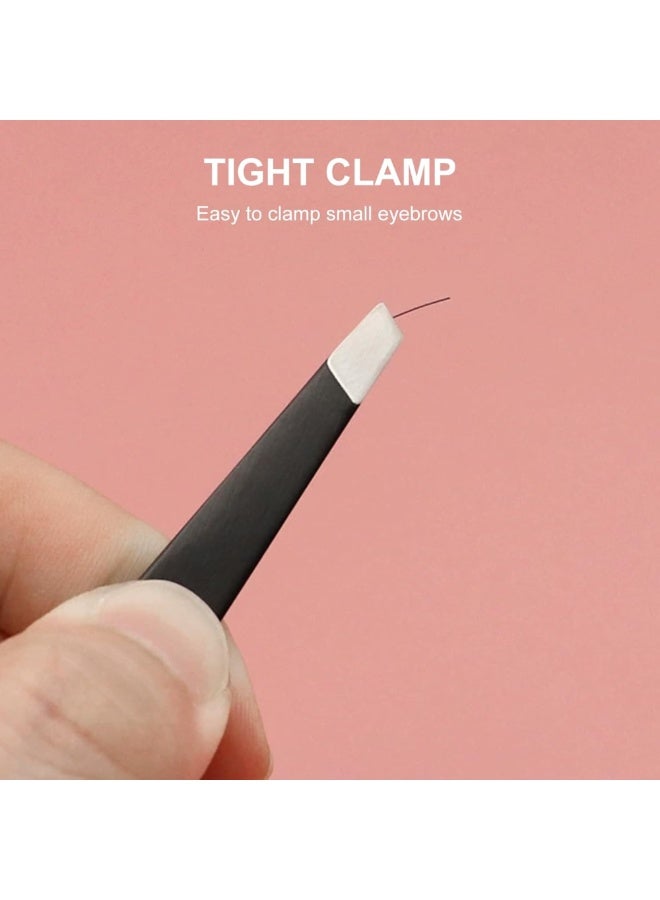 مجموعة ملاقط الحواجب، 5 قطع، مجموعة إزالة شعر دقيقة من الفولاذ المقاوم للصدأ لإزالة شعر الوجه، والشعر النامي للداخل، والشظايا، باللون الأسود - Image 3